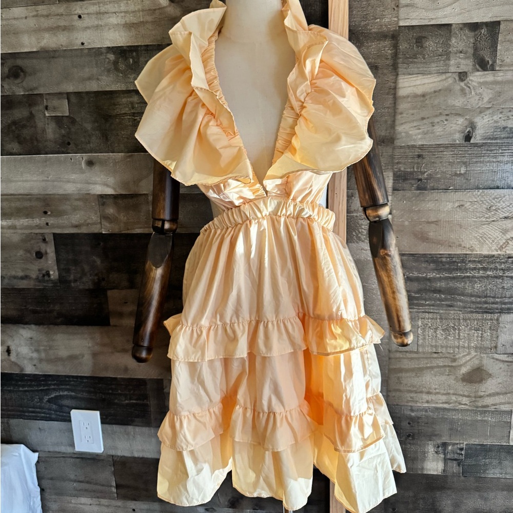 Elegant Ruffled Cream Dress